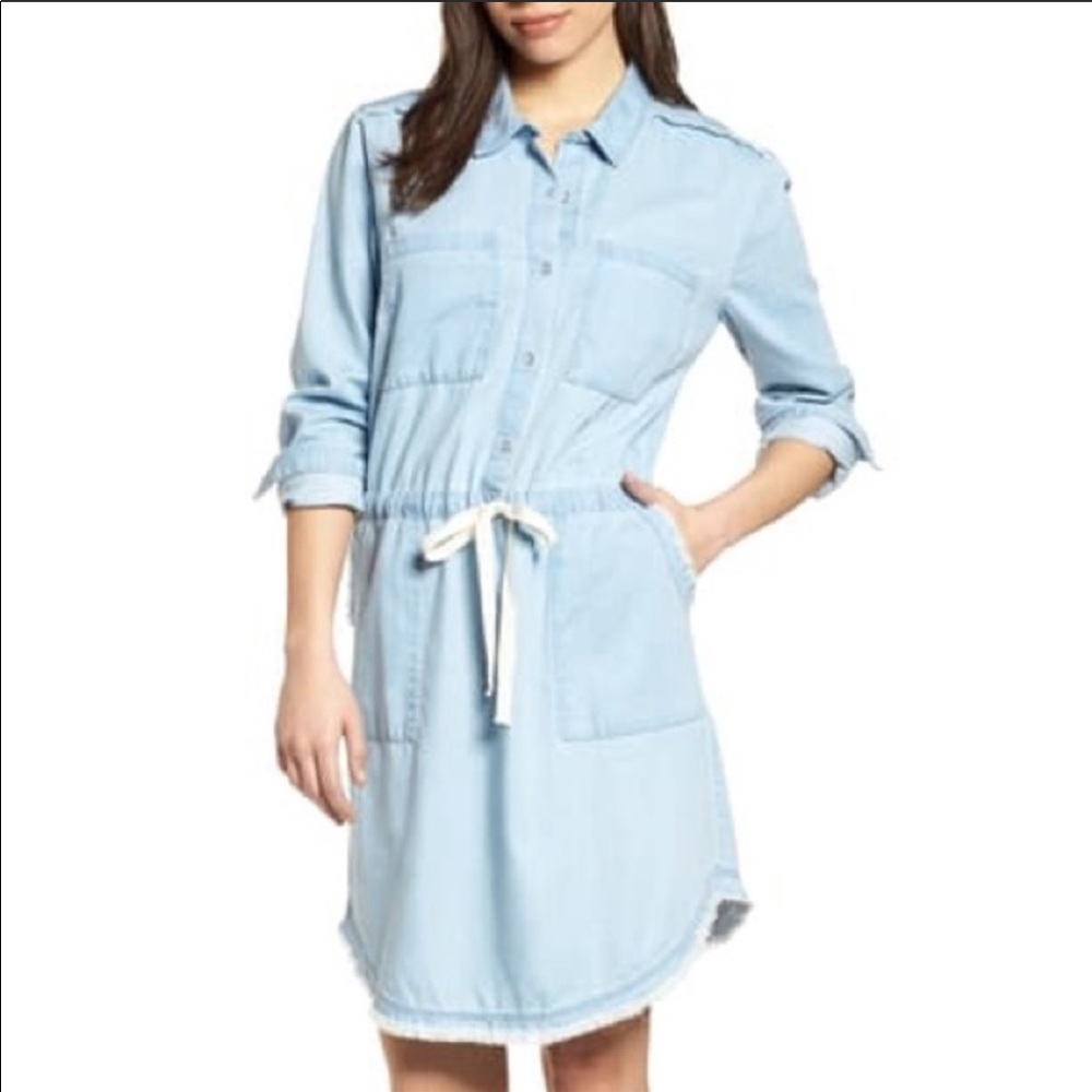 CASLON Draw String Denim Button Down Dress